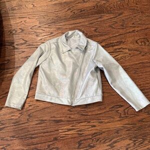 wonder nation Metallic Silver Asymmetric Moto Jacket size XL